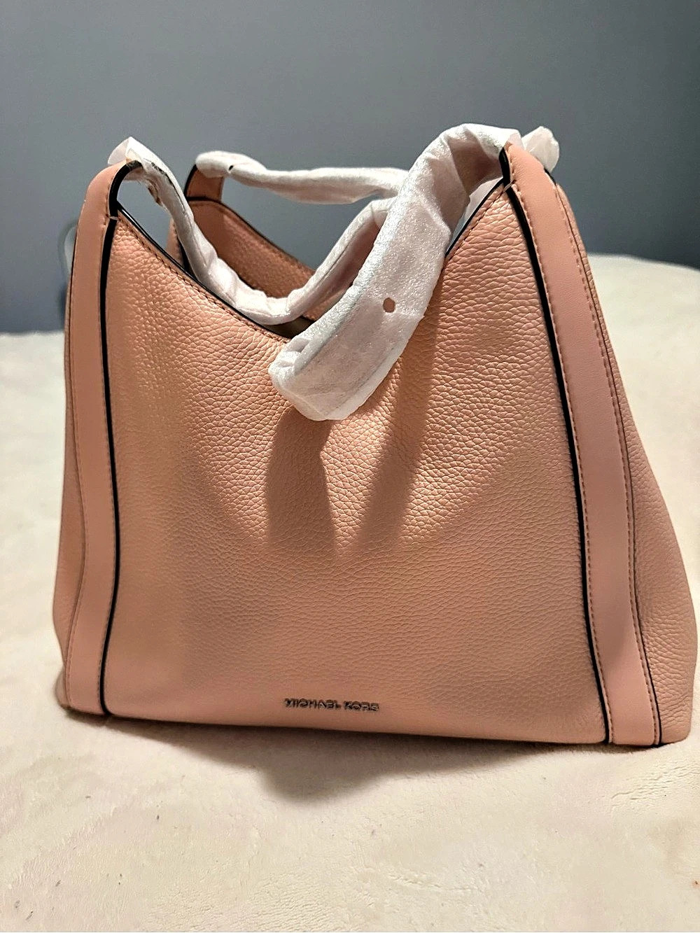 Michael Kors Kensington Large Pebbled Leather Hobo Shoulder Bag Pink Shoulder